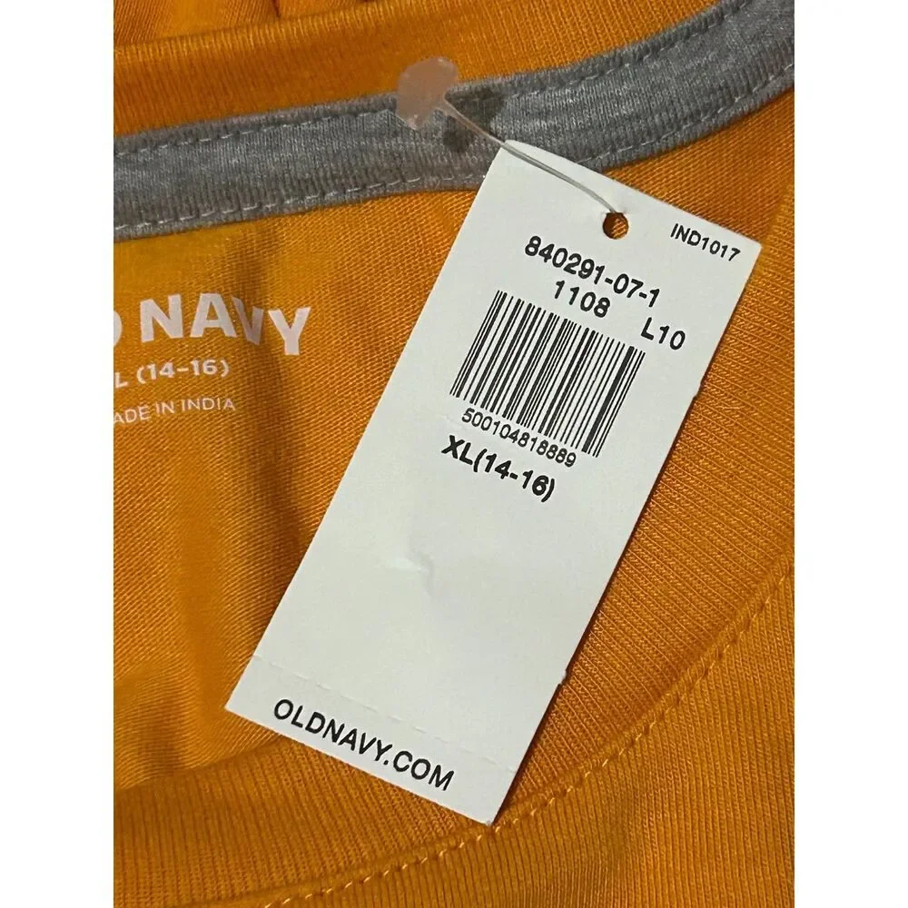 Old Navy Softest Tee Boys XL 14 16 Orange Crew Neck T Shirt NWT